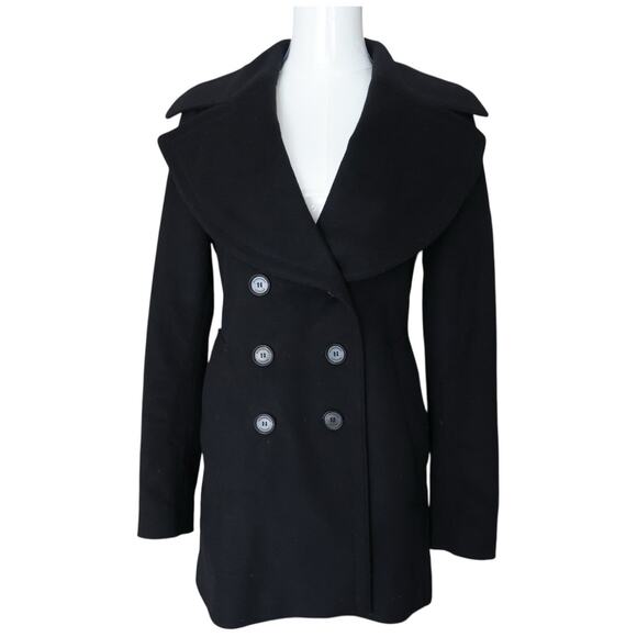 Burberry Wool Cashmere Double Breasted Coat In Black Size 4 - Picture 2 of 16